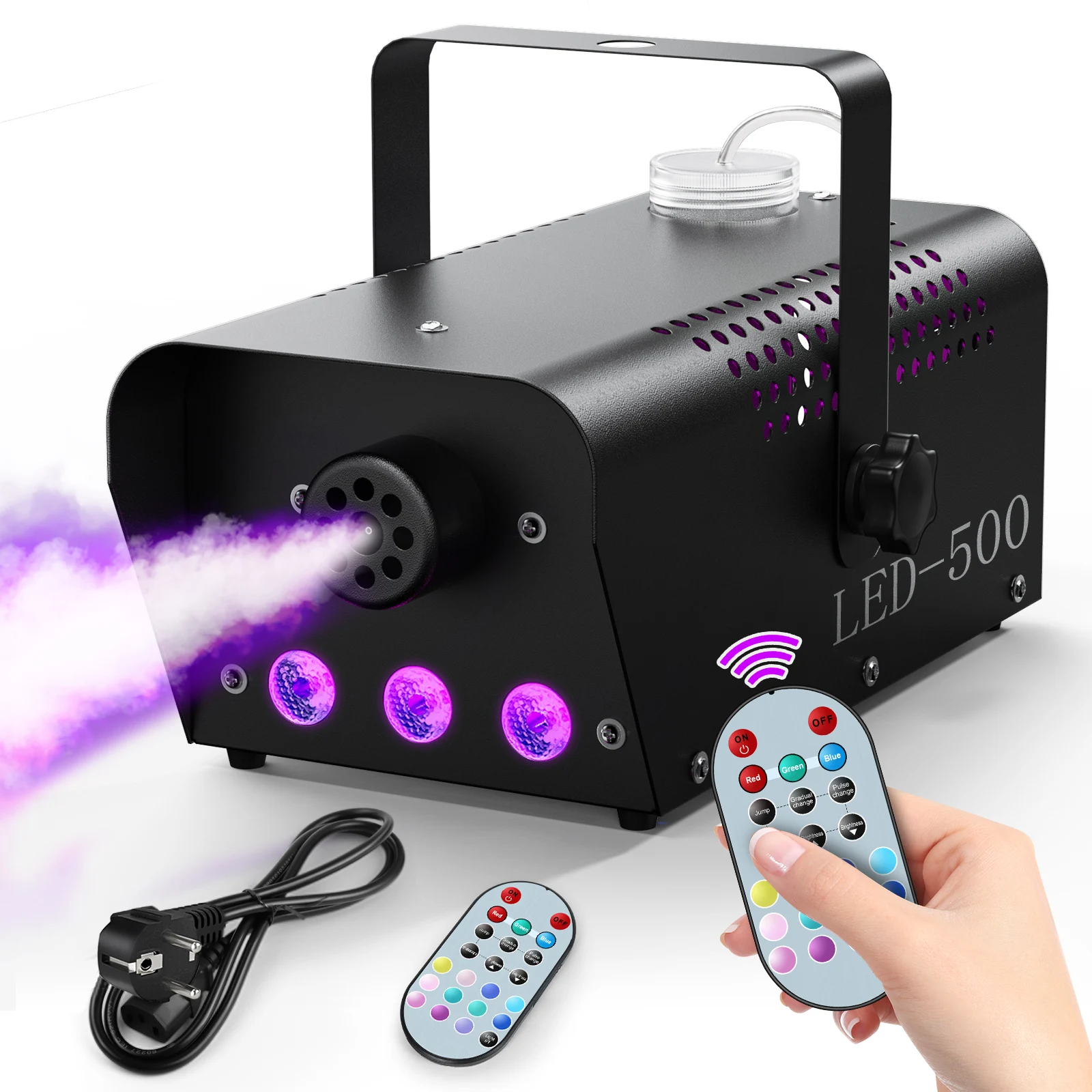 Machine à fumée 500 W — RGB + télécommande