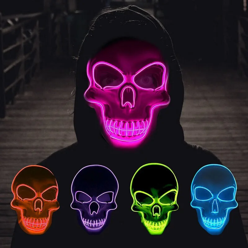 Masque crâne LED néon