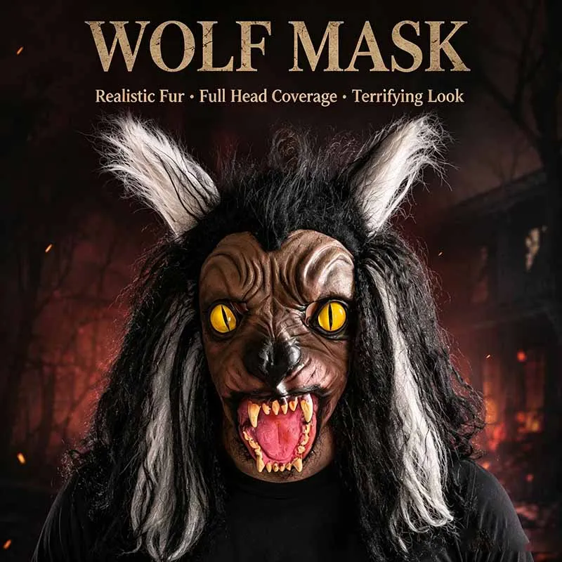 Masque loup-garou en fourrure