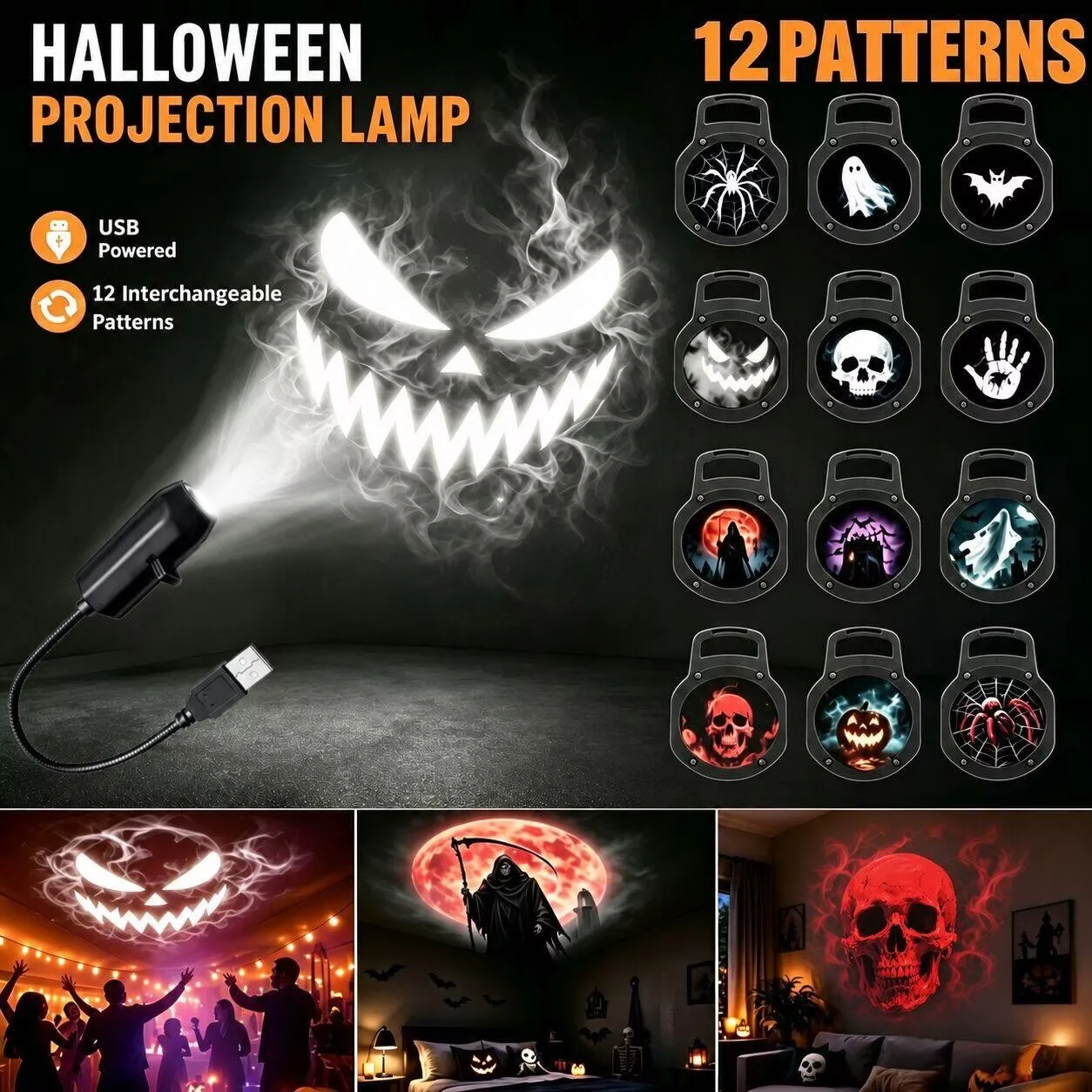 Projecteur USB — crâne de fantôme